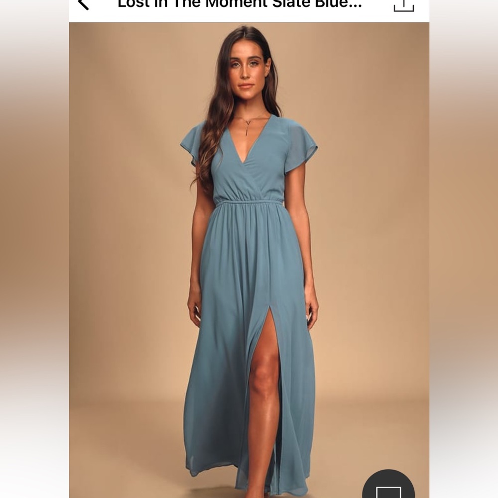 Lulu’s Lost in the moment blue slate maxi dress